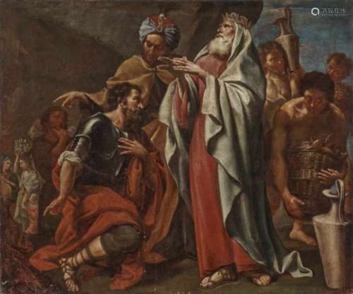 Flemish School, 17th centuryAbraham and Melchizedek On the verso, label with no. 47 on the stretcher