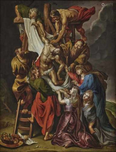 After Rubens, Peter PaulDescent from the Cross Oil on copper. 58 x 45 cm. Restored. Damaged. Minor