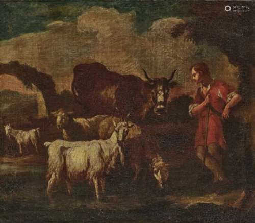 Attributed to Roos, called Rosa da Tivoli, Philipp PeterShepherd with Cattle On the verso, old
