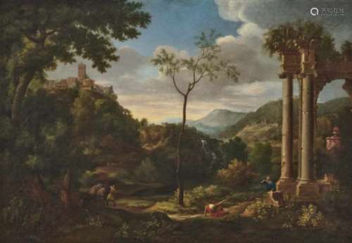 Attributed to Millet, called Francisque, Jean FrancoisItalian Landscape with Ruins and Figure