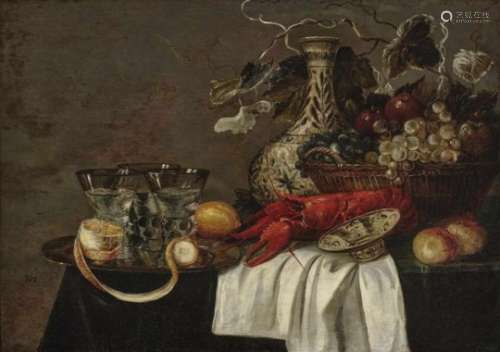Monogrammist JH, 17th centuryStill Life with Lobster, Fruits and Glasses Monogrammed lower left ''