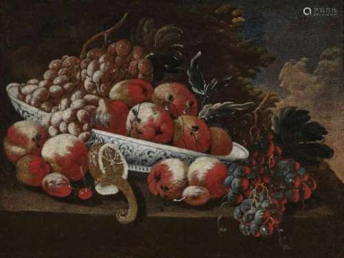 Italian School (Naples?), 17th centuryStill Life of Fruits Oil on canvas. 41 x 56 cm. Relined.