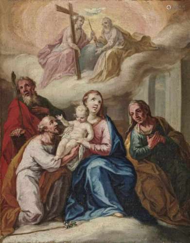 South German School, 18th centuryThe Holy Family with Saint Anna and Saint Joachim On the verso,