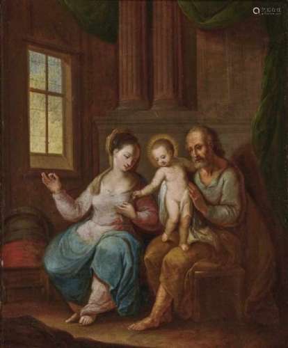 Dutch School (?), 18th centuryHoly Family Oil on canvas. 42.5 x 34 cm. Relined. Restored. Minor
