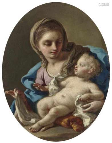 Circle of Amigoni, JacopoMadonna and Child Verso indistinctly inscribed by later hand. Oil on