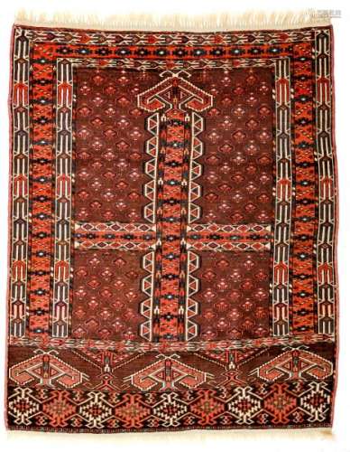 Tapis Engsi, Turkménistan, fin XIXe s., à semis de petits motifs géométriques sur [...]