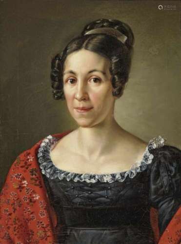 German School, 1st half of the 19th centuryPortrait of a Man - Portrait of a Lady Two paintings. Oil