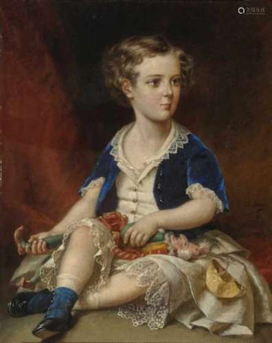 Laure, Jules (Jean François Hyazinthe Jules)Portrait of a boy with Punch puppet Signed centre