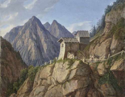 Couven, Ferdinand Wilhelm vonMountain Landscape Signed lower right. Oil on canvas. 18.2 x 23 cm.