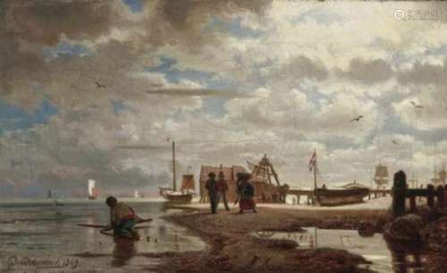 Achenbach, AndreasBeach Scene Signed lower left and dated 1849. Oil on canvas. 24.5 x 39.5 cm.