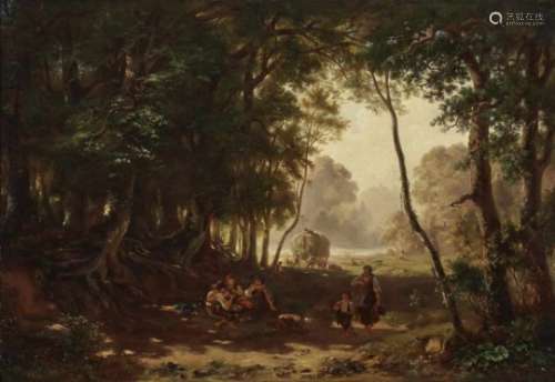 Ebert, CarlPeasants Resting in the Shade of the Trees Signed lower left. Oil on canvas. 79 x 113.5