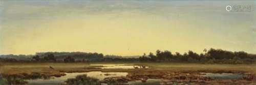 Zwengauer, AntonHunter in Front of the Silhouette of Munich - Deer in Moor Landscape Two