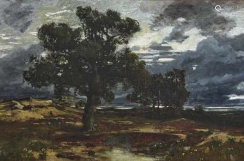 Stäbli, AdolfWide Tree Landscape at Dusk On the verso, canvas patch inscribed and note on donation