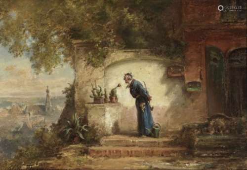 Moralt, WillyThe Cactus Friend Signed lower left and inscribed with place name München. Oil on