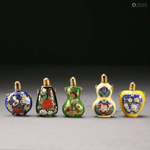 A Group of Enamelled-Bronze Snuff Bottles