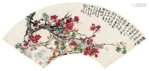 赵云壑（1874～1955） 1949年作 红梅绿萼 镜框 设色纸本