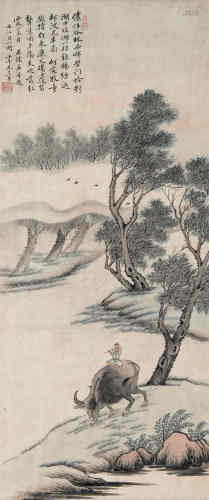 曹君健（1909～1986） 牧牛图 立轴 设色纸本