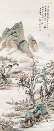 樊浩霖（1885～1962） 1924年作 秋江放棹 立轴 设色纸本