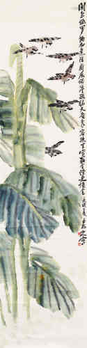 王一亭（1867～1938） 1922年作 蕉雀图 镜心 设色纸本