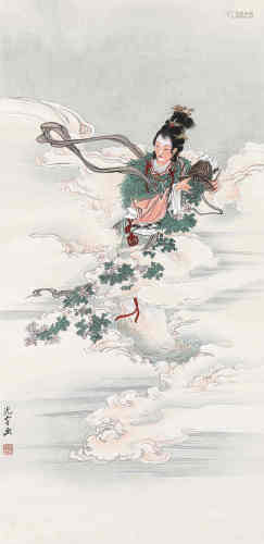 吴光宇（1908～1970） 天女散花 立轴 设色纸本