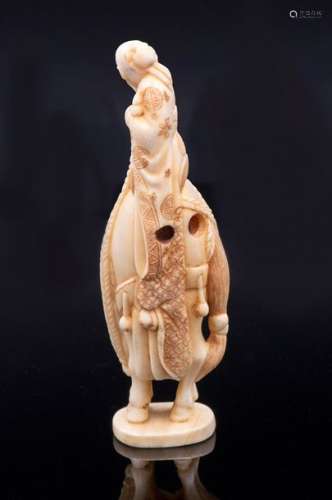 A Fine Carved Ivory Netsuke of Horseman, Late Meij…