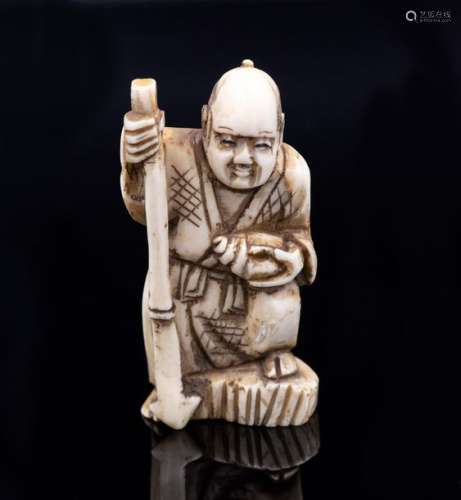 A Carved Ivory Netsuke of a Monk, Edo Period (Mid …