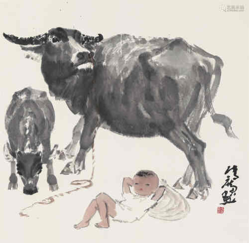 张广（b.1941） 小憩 镜心 设色纸本