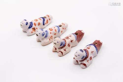 Four Porcelain Whistles, China, 19th Century