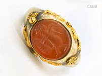 A Fine and Rare 22K Gold and Carnelian Insignia Ri…