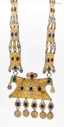 A Magnificent Yomut Silver Gilt Breast Ornament, U…