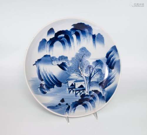 A Large Arita Blue and White Porcelain Charger, Ja…