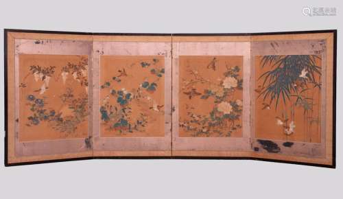 A Four Panel Byōbu Folding Screen, Meiji Period (1…
