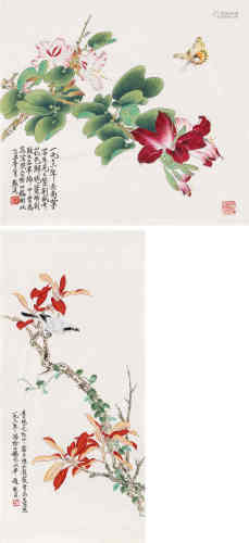 俞致贞（1915～1995） 1978年作 花卉 （二帧） 镜心 设色纸本