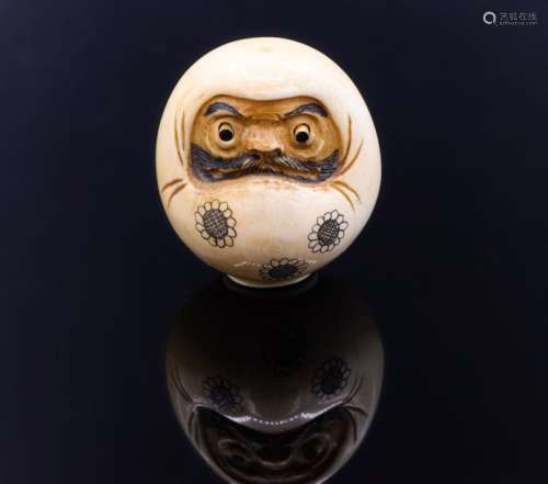 An Exceptional Carved Ivory Trick Netsuke of a Dar…