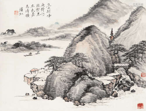 黄宾虹（1865～1955） 山水 镜心 设色纸本