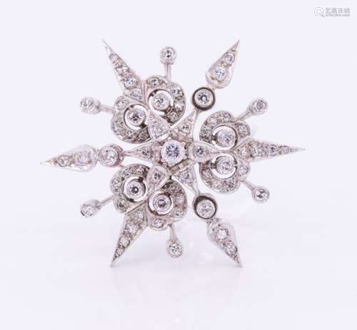 A 14K White Gold and Diamond Brooch