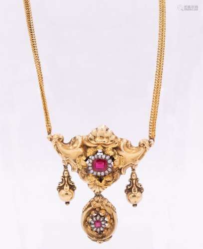A Biedermeier Gold and Pearl Necklace