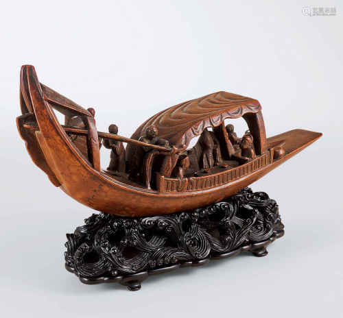 18世纪 竹雕船形摆件