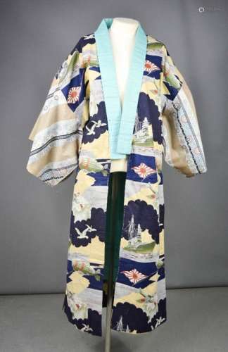 A Japanese political propaganda Kimono from pre World War Japan, appears to celebrate Manchuria