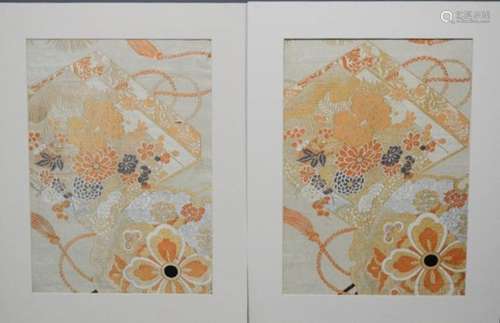 A pair of Japanese obi panels, circa 1930, 36 by 25cm.