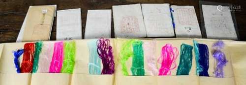 A quantity of 19th century Chinese silk packets, containing original silk threads of various colour,