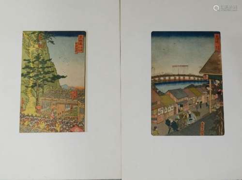 Two Chinese hand coloured plates, depicting street and army scenes.