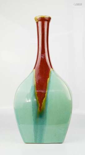 A large Chinese vase, in blue and oxblood glaze, 45cm high.