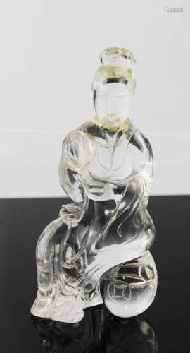 An early rock crystal Chinese carving Guang Ying figurine.