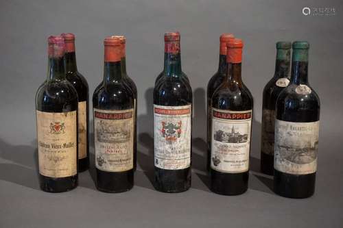 Lot de 10 bouteilles de vin composé de 2 Château V…