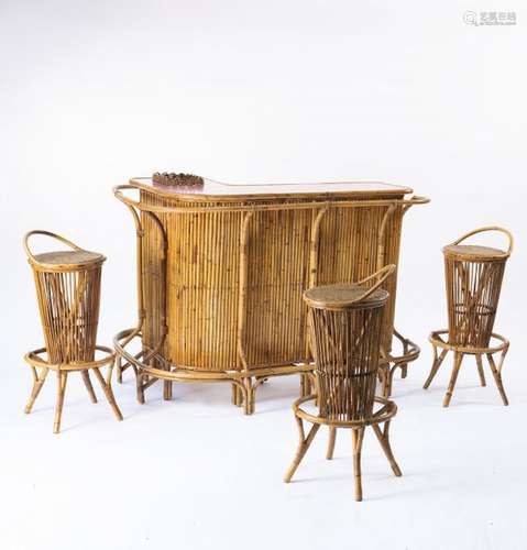 P.C. Bonacina, Bar counter with stools, c.1955