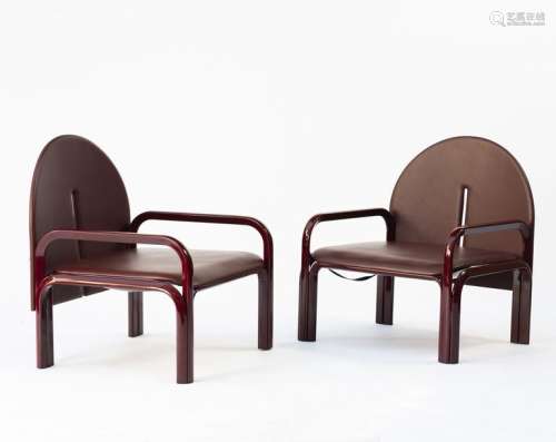 Gae Aulenti, Two '54 L' armchairs, 1976