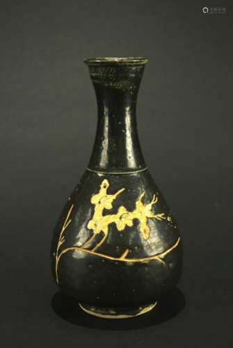 Jizhou Kiln Brown Glaze Bottle Vase Yuan Dynasty Period