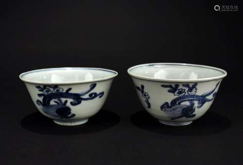 Pair of Blue&White Dragon Bowl Ming Jiajing Period