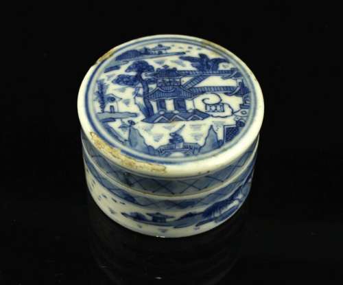 Blue and White Ink Box Late Qing Dynasty